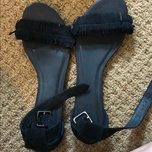 Black suede Joie Fringe sandals